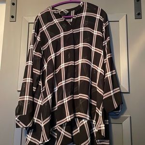 Black and gray XL Button Down Sheer Top
